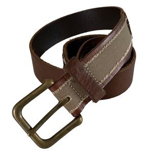 Vintage GAP Belt Leather Canvas Two Tone Brown Size 38 Made in USA